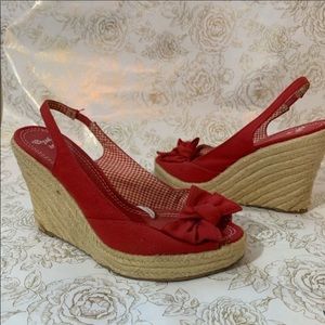 Red Canvas Wedge Shoes from Spain